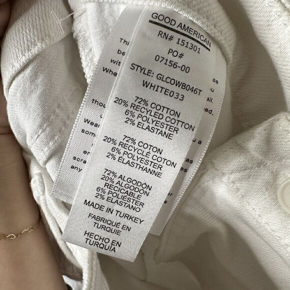 NWT Good American Good Legs Cross Over Waist Skinny Jeans Women's White Size 15 - Picture 7 of 9